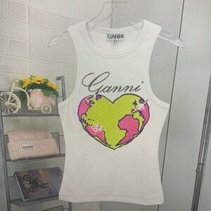 Ganni Embrellished Tank top White
